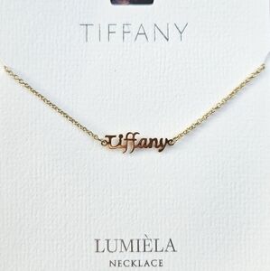 🌸 TIFFANY Script Name Chain Goldtone Necklace 🌸